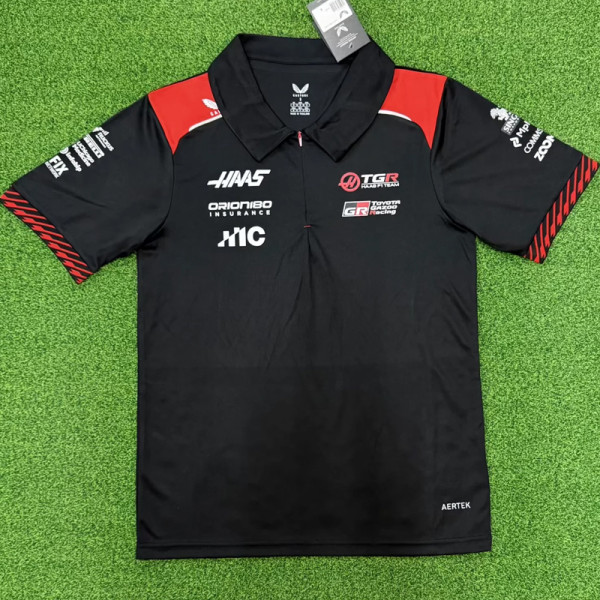 2026 F1 Haas Black Polo Racing Suit (Football Jersey Size)(有领)