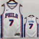 76ERS BROWN #7 White Top Quality Hot Pressing NBA Jersey (V领)