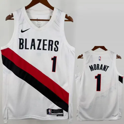 25-26 Trail Blazers MORANT #1 White Top Quality Hot Pressing NBA Jersey