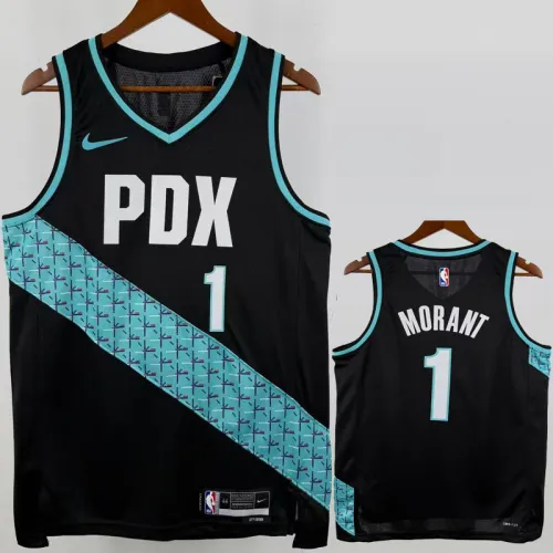 25-26 Trail Blazers MORANT #1 Black City Edition Top Quality Hot Pressing NBA Jersey