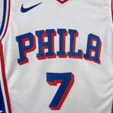 76ERS BROWN #7 White Top Quality Hot Pressing NBA Jersey (V领)