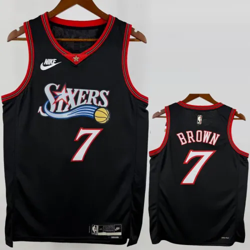 25-26 76ERS BROWN #7 Black Top Quality Hot Pressing NBA Jersey
