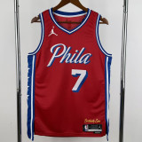 22-23 76ERS BROWN #7 Red Top Quality Hot Pressing NBA Jersey (Trapeze Edition) 飞人版