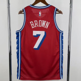 22-23 76ERS BROWN #7 Red Top Quality Hot Pressing NBA Jersey (Trapeze Edition) 飞人版