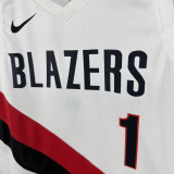 25-26 Trail Blazers MORANT #1 White Top Quality Hot Pressing NBA Jersey (V领)