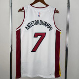 HEAT ANTETOKOUNMPO.#7 White Top Quality Hot Pressing NBA Jersey (V领）