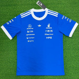 2026 Mercedes Blue T-Shirts Racing Suit (Football Jersey Size)(圆领)