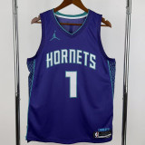 22-23 Hornets BALL #1 Purple Top Quality Hot Pressing NBA Jersey (Trapeze Edition) 飞人版