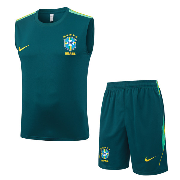 26-27 Brazil Dark green Tank top and shorts suit #D26083