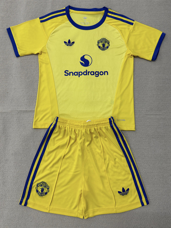 26-27 Man Utd Yellow Goalkeeper Kids Soccer Jersey
