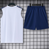 26-27 France White Tank top and shorts suit