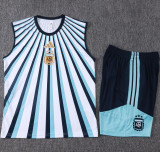 26-27 Argentina White Blue Tank top and shorts suit #D26089