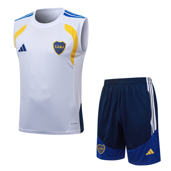 26-27 Boca Juniors White Tank top and shorts suit #D26088