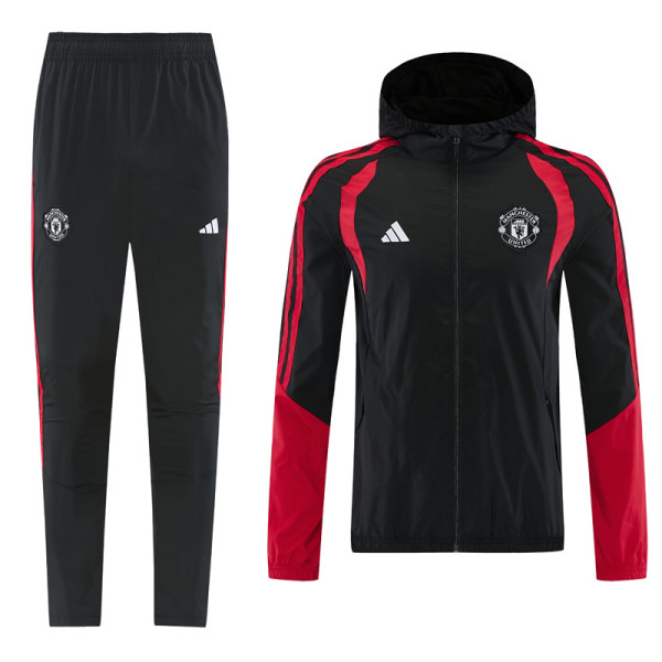 26-27 Man Utd Black Windbreaker Suit (Hoodie)(风衣套装)