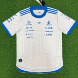 2026 Mercedes White T-Shirts Racing Suit (Slim-fit style)圆领球员