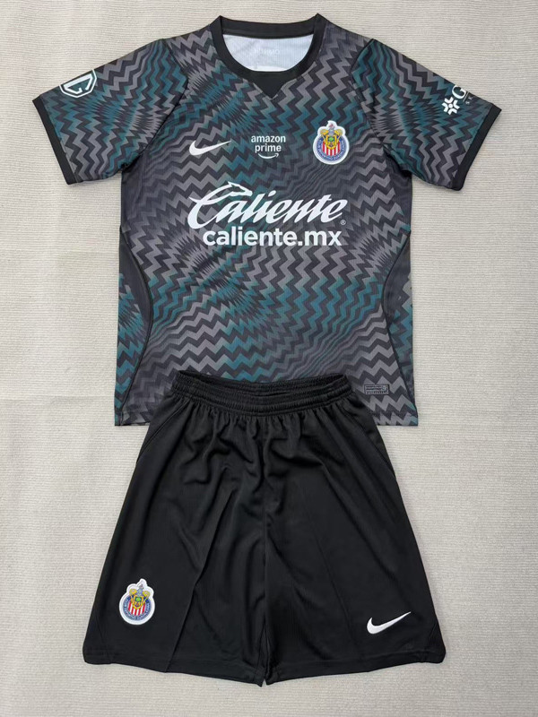26-27 Chivas Guadalajara Black Goalkeeper Kids Soccer Jersey