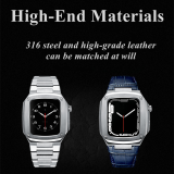 DIY Modification Kit Metal Bezel For Apple Watch Case Series 6 5 4 3 2 40mm 44mm Leather Strap band frame Strap for iWatch