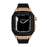 Luxury Modification Case Band for Apple Watch Series 7 6 5 4 44mm 45mm Men Rugged Case Silicone Sport Band for iWatch 6/5/4 SE