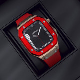 Luxury Modification Case Band for Apple Watch Series 7 6 5 4 44mm 45mm Men Rugged Case Silicone Sport Band for iWatch 6/5/4 SE
