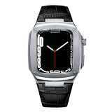 DIY Modification Kit Metal Bezel For Apple Watch Case Series 6 5 4 3 2 40mm 44mm Leather Strap band frame Strap for iWatch