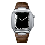 DIY Modification Kit Metal Bezel For Apple Watch Case Series 6 5 4 3 2 40mm 44mm Leather Strap band frame Strap for iWatch