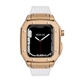 Luxury Modification Case Band for Apple Watch Series 7 6 5 4 44mm 45mm Men Rugged Case Silicone Sport Band for iWatch 6/5/4 SE