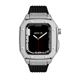Luxury Modification Case Band for Apple Watch Series 7 6 5 4 44mm 45mm Men Rugged Case Silicone Sport Band for iWatch 6/5/4 SE