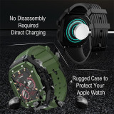 Luxury Modification Case Band for Apple Watch Series 7 6 5 4 44mm 45mm Men Rugged Case Silicone Sport Band for iWatch 6/5/4 SE