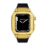 Luxury Modification Case Band for Apple Watch Series 7 6 5 4 44mm 45mm Men Rugged Case Silicone Sport Band for iWatch 6/5/4 SE