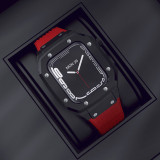 Luxury Modification Case Band for Apple Watch Series 7 6 5 4 44mm 45mm Men Rugged Case Silicone Sport Band for iWatch 6/5/4 SE