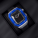 Luxury Modification Case Band for Apple Watch Series 7 6 5 4 44mm 45mm Men Rugged Case Silicone Sport Band for iWatch 6/5/4 SE