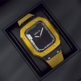 Luxury Modification Case Band for Apple Watch Series 7 6 5 4 44mm 45mm Men Rugged Case Silicone Sport Band for iWatch 6/5/4 SE