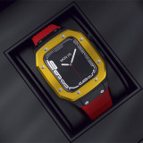 Luxury Modification Case Band for Apple Watch Series 7 6 5 4 44mm 45mm Men Rugged Case Silicone Sport Band for iWatch 6/5/4 SE