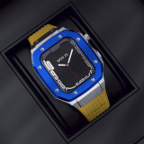 Luxury Modification Case Band for Apple Watch Series 7 6 5 4 44mm 45mm Men Rugged Case Silicone Sport Band for iWatch 6/5/4 SE