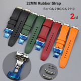 Gen2 Fluorine Rubber for GA2100 Bezel Strap Ga-2110 Strap Plus Size Belt 2nd Silver Buckles Mod Tools Butterfly Clasp