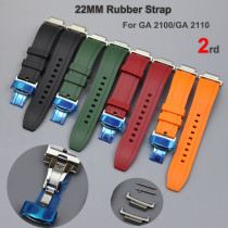 Gen2 Fluorine Rubber for GA2100 Bezel Strap Ga-2110 Strap Plus Size Belt 2nd Silver Buckles Mod Tools Butterfly Clasp