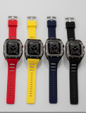 44MM Luxury RM Style Modification Mod Kit Apple Watch Metal Case strap For iwatch series 6 5 4 SE Rubber Strap watchband