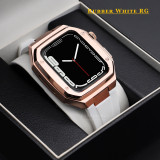 Luxury Modification Kit for Apple Watch Case Band 7 45mm 44mm 42mm Metal Bezel Frame Rubber WatchBand for IWatch 7 6 5 4 3 SE