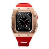 44MM Luxury RM Style Modification Mod Kit Apple Watch Metal Case strap For iwatch series 6 5 4 SE Rubber Strap watchband
