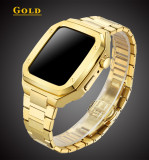 Luxury Modification Kit for Apple Watch Case Band 7 45mm 44mm 42mm Metal Bezel Frame Rubber WatchBand for IWatch 7 6 5 4 3 SE