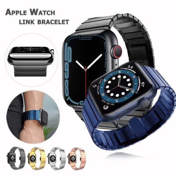 Stainless Steel Link Bracelet Band for Apple Watch Series 7 6 SE 5 4 3 40mm 41mm 44mm 45mm For iwatch 7 6 5 WatchBand Strap