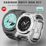 Nautilus Style Casioak GA2100 Luxury Refit Mod Kit Set for G shock GA-2110 Modification Kit Stainless Steel Case Strap Metal