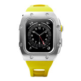 44MM Luxury RM Style Modification Mod Kit Apple Watch Metal Case strap For iwatch series 6 5 4 SE Rubber Strap watchband