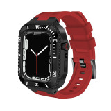 Modification Kit For Apple Watch 7 6 5 4 3 SE Metal Bezel Frame Rubber WatchBand For iWatch Refit Case Band 7 45mm 44mm 42mm
