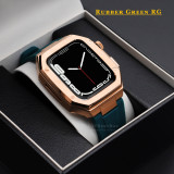 Luxury Modification Kit for Apple Watch Case Band 7 45mm 44mm 42mm Metal Bezel Frame Rubber WatchBand for IWatch 7 6 5 4 3 SE