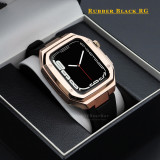 Luxury Modification Kit for Apple Watch Case Band 7 45mm 44mm 42mm Metal Bezel Frame Rubber WatchBand for IWatch 7 6 5 4 3 SE