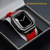 Luxury Modification Kit for Apple Watch Case Band 7 45mm 44mm 42mm Metal Bezel Frame Rubber WatchBand for IWatch 7 6 5 4 3 SE