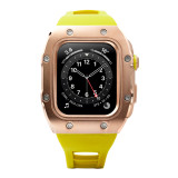 44MM Luxury RM Style Modification Mod Kit Apple Watch Metal Case strap For iwatch series 6 5 4 SE Rubber Strap watchband