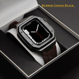 Luxury Modification Kit for Apple Watch Case Band 7 45mm 44mm 42mm Metal Bezel Frame Rubber WatchBand for IWatch 7 6 5 4 3 SE