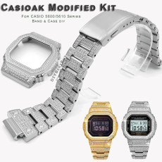 For G-SHOCK Diamond Mod Kit Case Frame Band Stainless Steel Strap&Bezel Replacements For DW5600 DW5610 GWM5610 DW5030 GW5000
